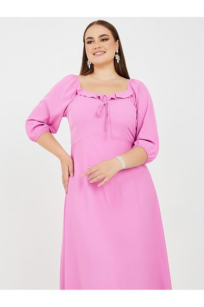 Styli Plus 3/4 Sleeves A-Line Maxi Dress