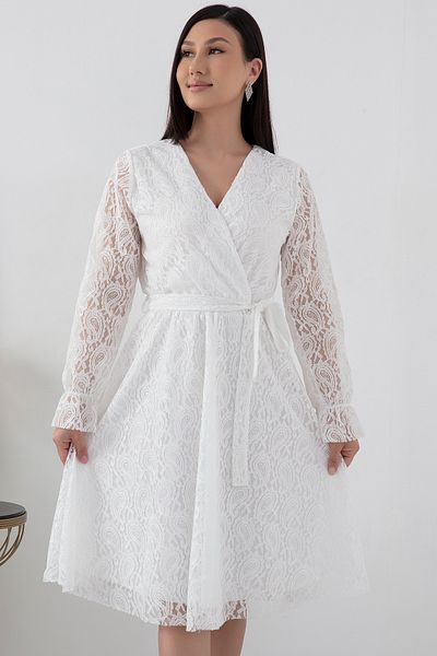 PULLIMM Rochie de seară de mărime mijlocie cu guler dublu cu dantelă - 13453