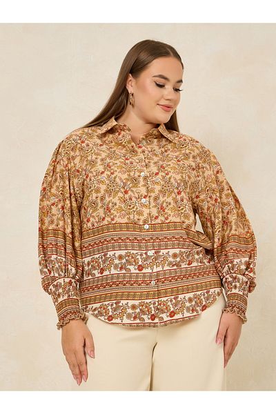 Styli قميص بقصة عادية وطبعات زهور وأكمام بأساور