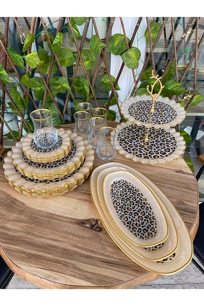 GÜRCÜGLASS طقم إفطار وعرض 28 قطعة