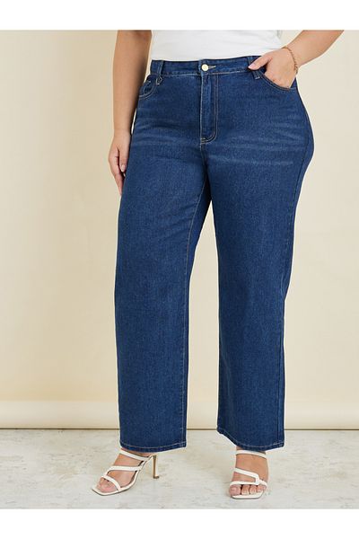 Styli Plus Tapered High Rise Denim Jeans
