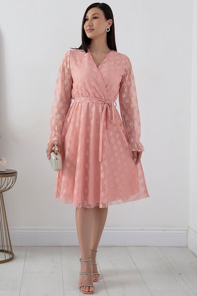 PULLIMM Rochie de seară de mărime mijlocie cu guler dublu cu dantelă - 13453