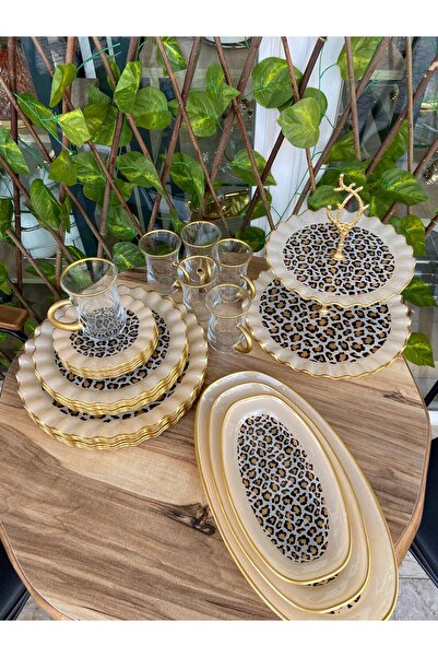 GÜRCÜGLASS KAHVALTI VE SUNUM SETİ 28 PRÇ KUPLU