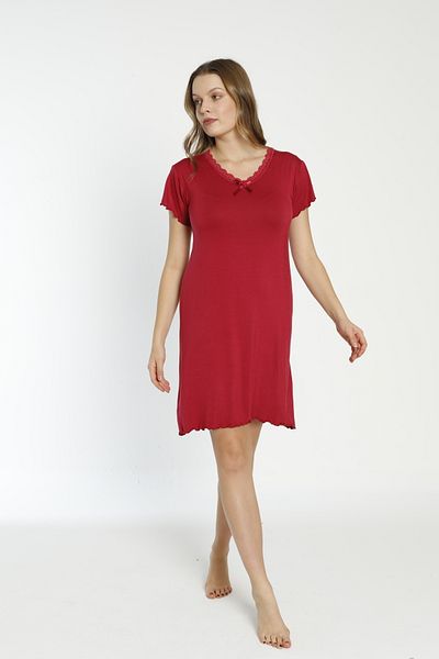 ERDENİZ TEKSTİL Plus Size Cotton Women's Summer Single Nightdress - Short Sleeve