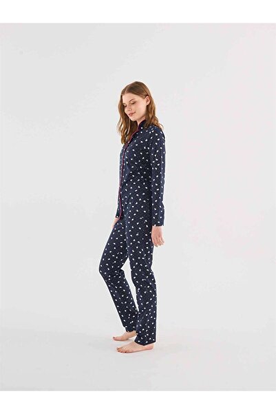 Mod Collection Kadın Lacivert Boydan Patlı Pijama Takım