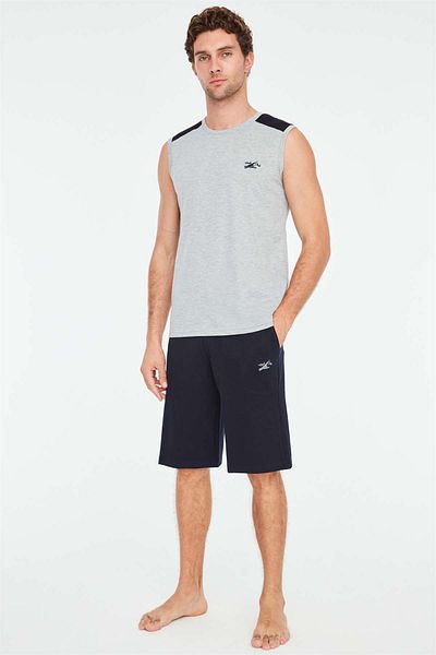 Mod Collection 3832 Set de pijamale pentru bărbați, gri Melange, pantaloni scurți, gri