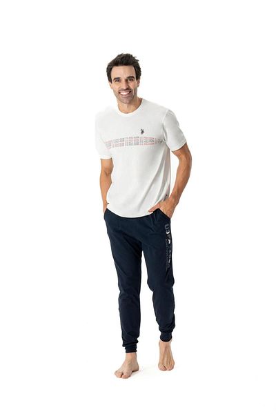 U.S. Polo Assn. Us Polo Assn. Men's Pajama Set - Ecru Round Collar 024Y.1Z8E.7T.A.9G7.R.P.