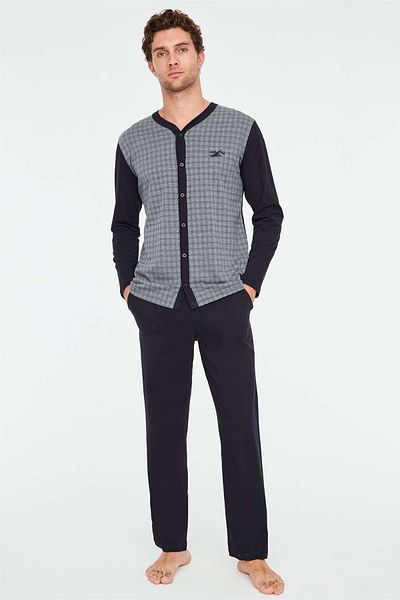 Mod Collection - Σετ ανδρικών πιτζάμες με πατιλέτα Navy Blue