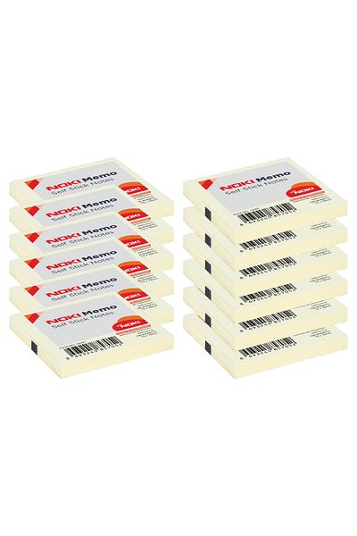 Noki 12007 Model Memo - 75x75 mm Adhesive, 100 Sheets Yellow Note Paper, 12 Pieces
