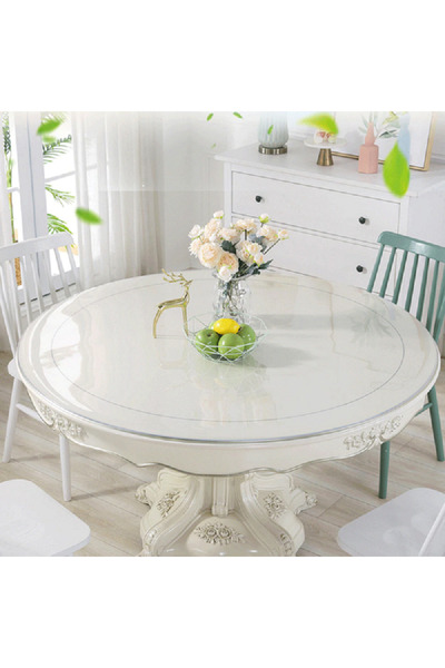 ERKSOLHOME Şeffaf Yuvarlak 2,2 Mm Kalın Pvc Kaymaz Masa Örtüsü Koruyucu