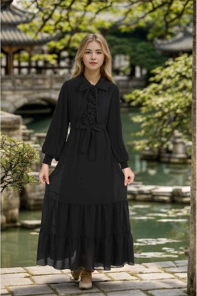 Joui Co Rochie Hijab Neagra - Fete, Lungime Lungime, 11-16 Ani