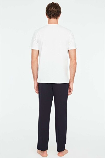 Mod Collection - Erkek Ekru Patlı Pijama Takımı