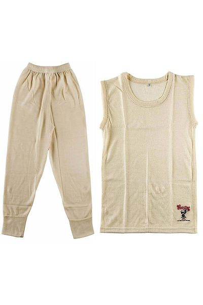Hasyün New Children's Cream Wool Underwear Set - Lower and Upper Set