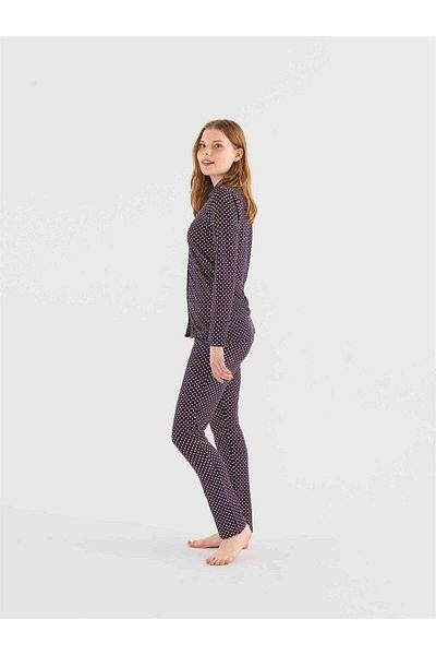 Mod Collection Women's Navy Blue Full-Length Pajama Set