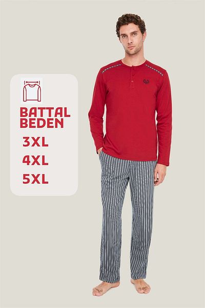 Mod Collection - Ανδρικό σετ πιτζάμες Claret Red Battal