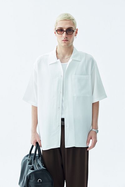 VAMOSCLO OVERSIZE SHIRT WITH POCKET DETAIL CYCLUS - ECRU