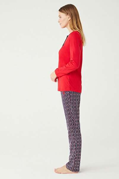 U.S. Polo Assn. Women's Red Placket Pajama Set