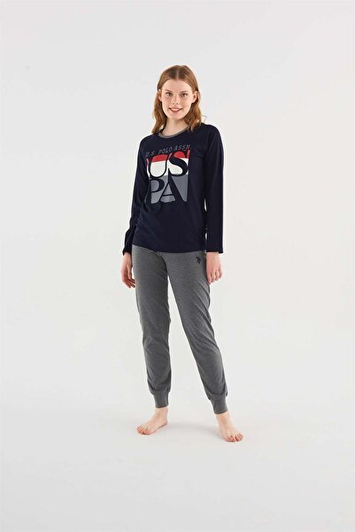 U.S. Polo Assn. Γυναικείο Σετ Πυτζάμες Navy Blue με στρογγυλή λαιμόκοψη
