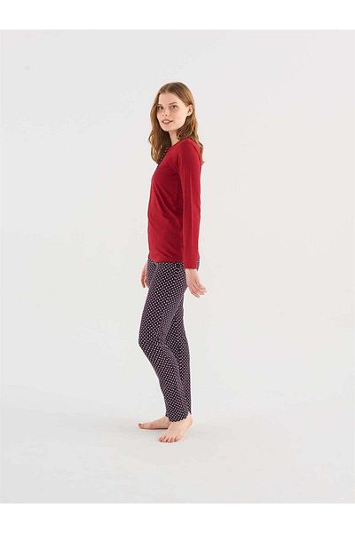 Mod Collection Set de pijamale de damă bordeaux mozaic