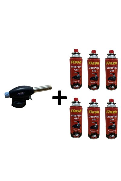 CAMPING TIME Çakmaklı Pürmüz Set 6 Adet Bütan Propan Kamp Gazı Kartuş 400ml 2...