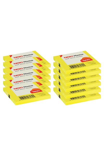 Noki 75x75 mm Adhesive Note Paper - Lemon Yellow, 80 Sheets, 12 Pieces 12133