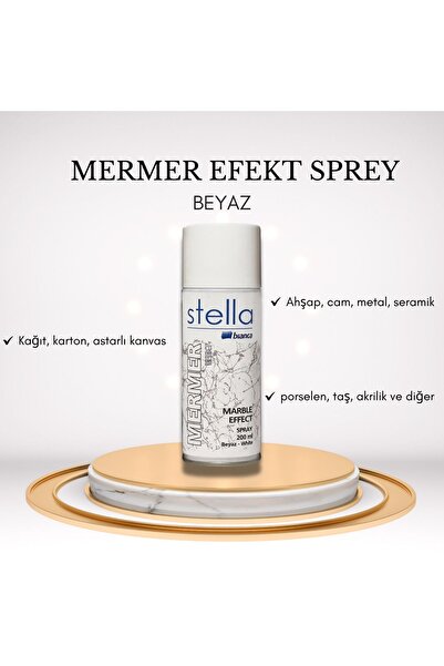 Bianca Stella Mermer Efekti Spreyi 200ml /Kağıt, karton, astarlı kanvas, ahşap, cam, metal, seramik vb.