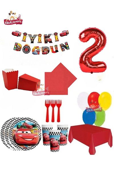 BKMC PARTY 8 Winter Cars Car Themed Birthday Concept Party Set - Ornament