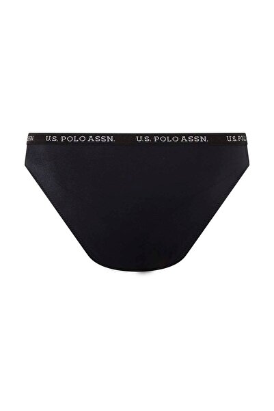 U.S. Polo Assn. Women's Black Thick Edged Elastic Bikini Bottom