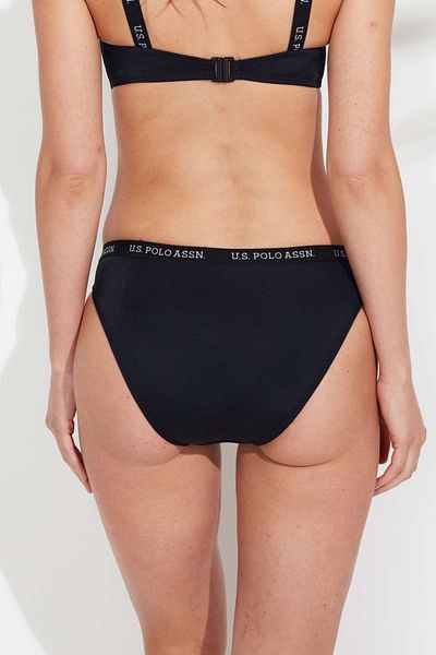 U.S. Polo Assn. Γυναικείο μαύρο ελαστικό πάτο μπικίνι με χοντρό γείσο