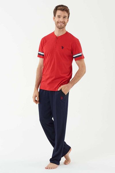 U.S. Polo Assn. Men's Red Placket Pajama Set