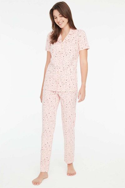 Mod Collection Set de pijamale de damă cu model roz - cu plăcuțe deasupra capului