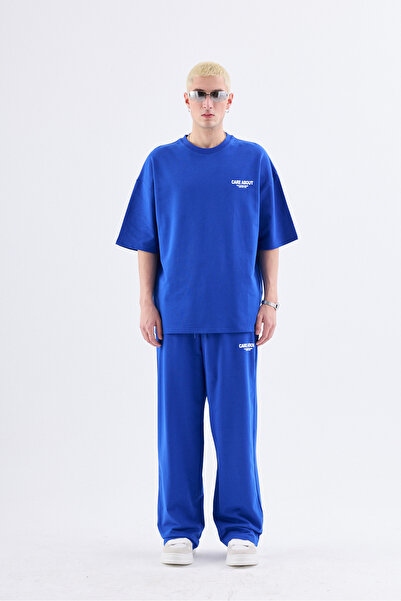 VAMOSCLO CARE ABOUT PRINTED OVERSIZE Tracksuit SET-SAX