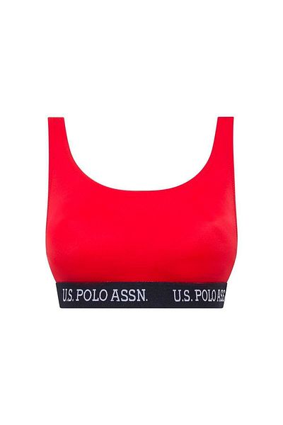 U.S. Polo Assn. Women's Red U-Neck Bralette Bikini Top