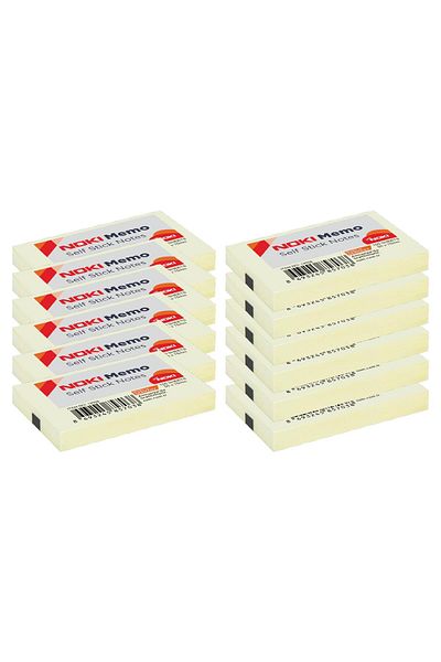 Noki 50x75mm Yellow Adhesive Memo Note Paper - 100 Sheets, 12 Pieces 12006