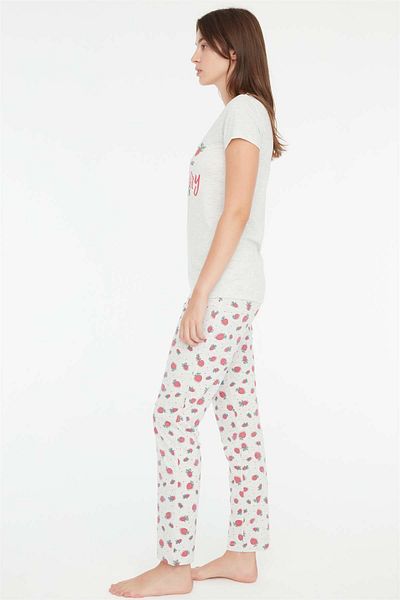Mod Collection - Set de pijamale pentru femei Snow Melange cu gât rotund
