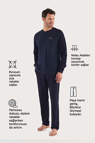 Mod Collection 023K3.Z.7E.T.5AG.6RP Mod Collection - Erkek Lacivert Patlı Pijama Takım 023K3.Z.7E.T.5AG.6RP