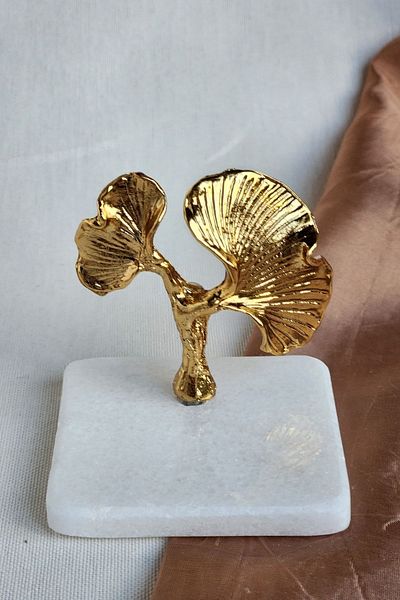 ioadesign Ginko Figured Marble Turkish Delight Bowl - Gold Color