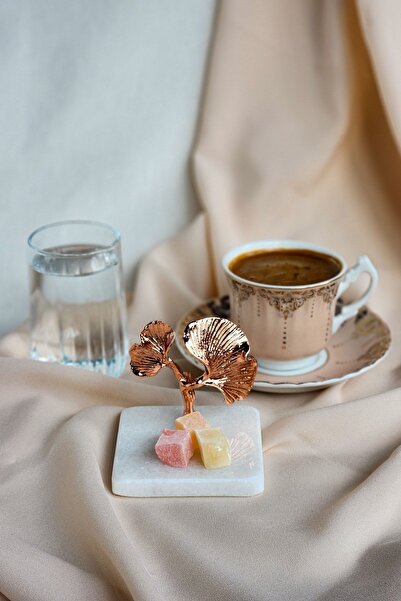 ioadesign Rose Groom Coffee Set: Cup + Water Cup + Ginko Figured Marble Turkish Delight Bowl
