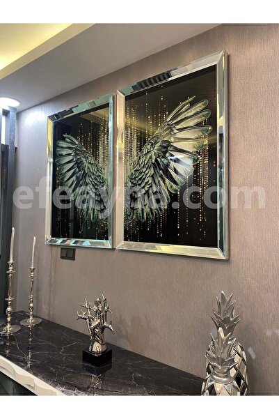 Efe Ayna Gümüş Melek Kanadı Ayna Tablo Seti