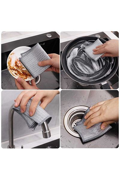 Betülce Highqual 5 Pieces Multi-Purpose Inox Wire Cloth - Anti-Scratch, Dish, Difficult Dirt Design