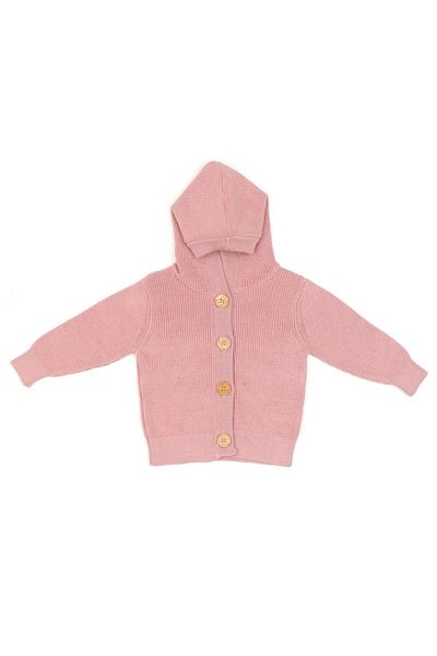 Baboo Hooded Organic Cotton Baby and Kids Cardigan Pink Size: 4-6 Years