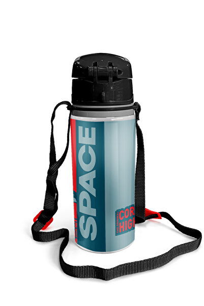 Coral High Kids Indigo Red Astronaut Patterned Aluminum Flask with Straw 600 Ml 11941