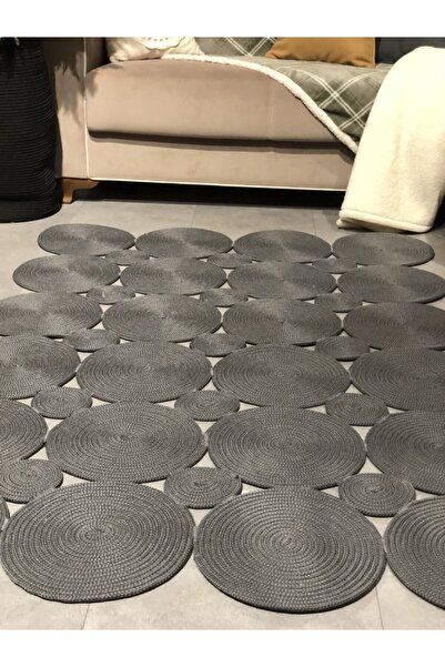 Genel Markalar Maise Dikdörtgen Doğal Hasır Halı Jüt Örme Çift Taraflı Gri Kilim