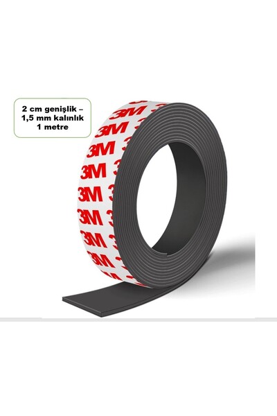 Hdg Yapışkanlı Kesilebilir Esnek Magnet Resim Magneti Buzdolabı Magnet Mıknatısı 2cm Genişlik - 1 metre