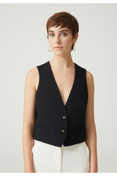 Just Like You Women's Black Vest - Buttoned Front