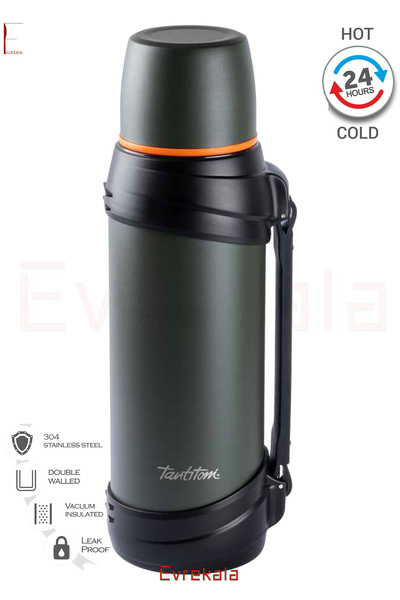 Tantitoni ترمس تخييم من الفولاذ المقاوم للصدأ سعة 2.5 لتر - جديد مع حامل وجهاز