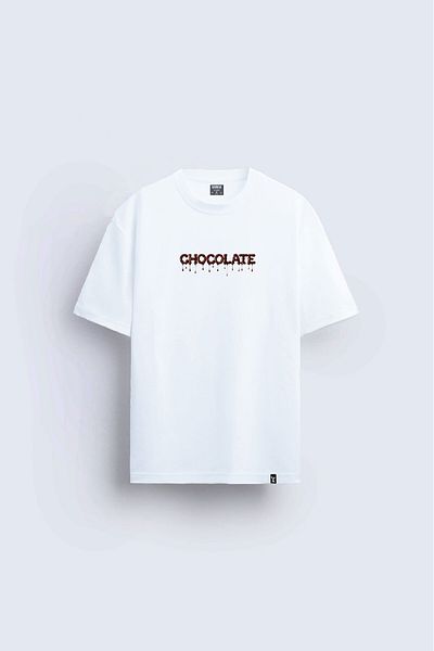 Darkia Tricou alb relaxed fit - Tricou imprimat ciocolata ciocolata