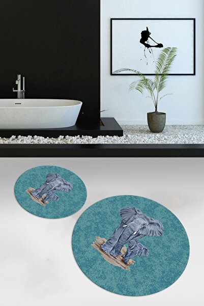 Kilimteks Ψηφιακό τύπωμα τεμάχια Αντιολισθητικό Πλενόμενο Σετ μπάνιου με σχέδ...