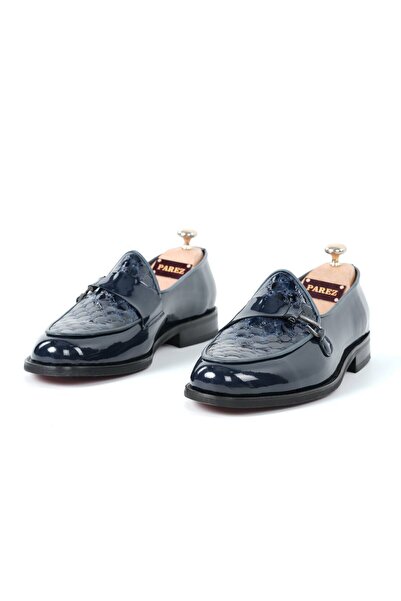 PAREZ İtalyan Stil İç Dış Rugan Deri Erkek Tokalı Desenli Ayakkabı