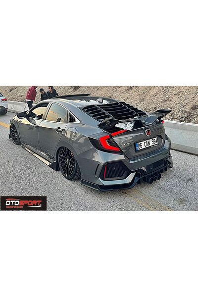 OTOSPORT Honda Civic Fc5 Typer Difüzör 3 Parça Fiberglass Boyasız